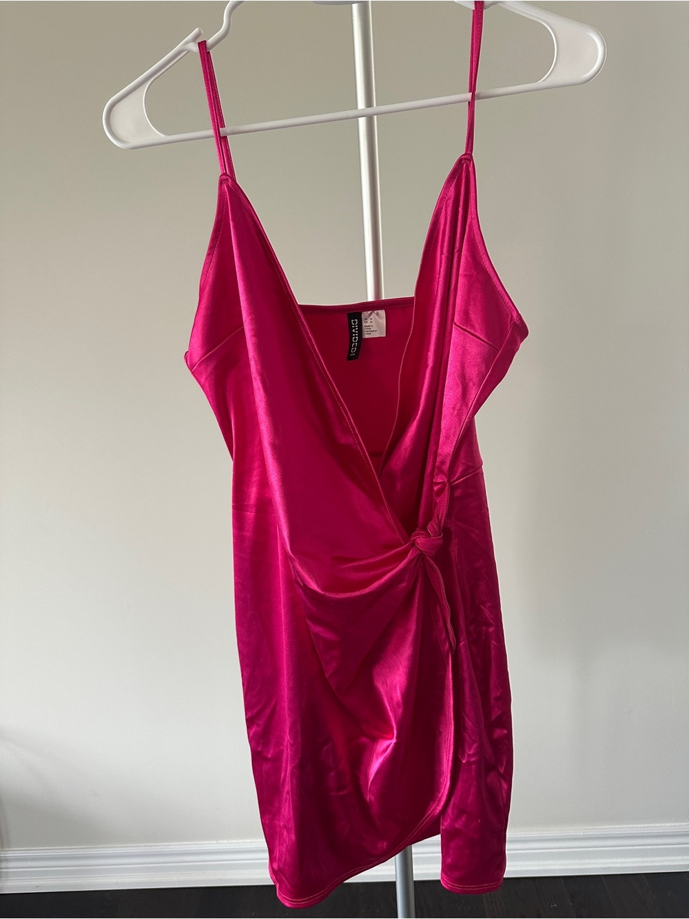 H&M Bright Fuchsia Satin Mini Wrap Dress